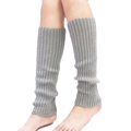 Light grey knitted leg warmers with classic vertical ribbed texture for winter comfort - Light Gray