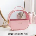 Grande borsa cosmetica rosa a semicerchio con finestra in PVC e cerniera dorata - Semicerchio Grande / Rosa