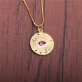 Goldene Evil Eye Kette mit rosa Stein und bunten Kristallen an einer Box-Kette - Gliederkette / Böser Blick