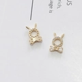 Golden rabbit ear charm with sparkling cubic zirconia and bow knot detail for DIY jewelry - 56# Rabbit Ring