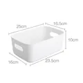 White medium plastic storage basket with cutout handles for home organization - Medium / Medium White