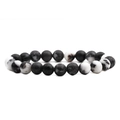 Macro view of 8mm black and white natural stone beads with smooth ink texture - Zebra Stone (5)