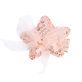 Pinza de pelo para niñas con estrellas de lentejuelas oro rosa y volantes de malla - Estrella de Lentejuelas