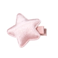 Soft pink star-shaped PU leather padded hair clip for girls with fabric covered metal base - Pink Velvet Star