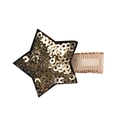 Sparkling gold sequin star hair clip with champagne grosgrain ribbon for girls - Gold Sequin Star