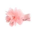 Pink chiffon flower hair clip for girls with a satin wrapped metal base and 3D petals - Pink Mesh Flower