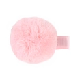 Pink faux fur pompom hair clip with ribbon-wrapped base for girls set of 40 - Pink Pompom