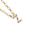 Gold necklace featuring a Z-letter pendant encrusted with vibrant colorful zircons - Letter Z