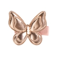 Rose gold butterfly hair clip for girls featuring white pearls and pink fabric base - Rose Gold Butterfly