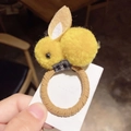 Elastico per capelli a coniglio in peluche giallo con corda marrone per donne - Coniglio di Peluche-Giallo
