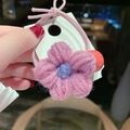 Elastico per capelli con fiore lavorato a maglia rosa e viola per ragazze - Fiore di Perline-Rosa