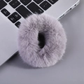 Plush lavender faux fur scrunchie hair tie with soft texture for women accessories - Donut Scrunchie-Grey