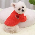Detail of red fleece pet sweater with watermelon patch on a small white dog - S(Chest 32CM, Weight 2-4kg) / Tops / Red Watermelon