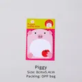 Pink cartoon pig animal shaped sticky notes with apple detail and polka dot card - Pig
