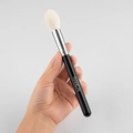 Flame-shaped small highlighter brush with soft white bristles and black handle - Single Faux Wool Small Flame Brush