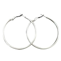 Minimalist silver stainless steel hoop earrings in a diagonal professional photography layout - Solid / 2*40mm / Steel