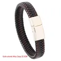 Braided leather bracelet in black and brown with a 22.5cm gold alloy magnetic clasp - 22.5CM / Gold Alloy Clasp