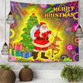 Arazzo natalizio con Babbo Natale e renne appeso alla parete per decorare la stanza - 150x130cm / Stile 1-Babbo Natale e Renne