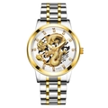 Montre à quartz pour homme avec cadran dragon doré et bracelet bicolore acier - Cadran Blanc Boîtier Bicolore Bracelet Bicolore
