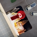 Christmas flannel mat featuring a snowman and cabin print on a tiled floor - 40x60cm / Style 1-Snowman & Cabin