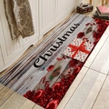 Christmas flannel runner rug with wood pattern, red holiday gift box and festive balls - 40x60cm / Pattern 5-Wood Grain & Xmas Gift