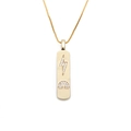 Goldene Halskette mit Blitz-Regenbogen-Rechteck-Anhänger und Box-Kette auf weißem Grund - Blitz Regenbogen Anhänger / Box Kette