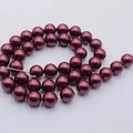 Deep purple and wine red pearl beads with metallic luster for DIY necklace making - 14mm Straight Hole / Purplish Red