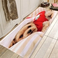 Detail of a Christmas flannel mat featuring a cute dog in a red sweater and Santa hat - 40x60cm / Style 1-Puppy in Christmas Hat