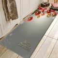 Grey Merry Christmas flannel runner mat with gold lettering and festive ornaments - 40x60cm / Style 2