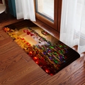 Tappeto natalizio in flanella con stampa festiva di camino e albero su pavimento in legno - 40x60cm / Stile 4-Scena del Camino
