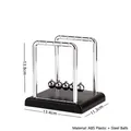 Newton's Cradle with black base and five steel balls for office desk physics decor - Medium Square Black Base