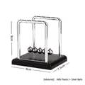 Classic Newton's Cradle desk toy with silver steel balls and black ABS base, 9cm height - Small Square Black Base