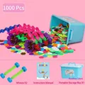 Set di 1000 grandi blocchi da costruzione a fiocco colorati con ruote e contenitore - Medio 3cm Colori Classici 1000 Pezzi Con Scatola e Ruote