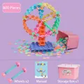 Set di 800 pezzi blocchi a fiocco di neve colorati con ruote e contenitore - Grande 4.3cm Colori Macaron 800 Pezzi Con Scatola e Ruote