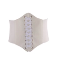 Vintage korsetriem voor dames in crème met vetersluiting en elastische band - Wit