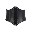 Women's vintage palace style corset belt with black lace-up front and elastic band - Black