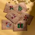 Set di 6 simpatici biglietti di Natale con buste e adesivi in carta kraft vintage - HK005 Natale Retrò / Set Assortito (Include Buste E Adesivi)