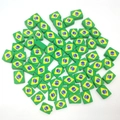 Square polymer clay beads with Brazil flag pattern for DIY jewelry making and crafts - Brazil