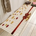 Christmas flannel absorbent floor mat with red bow and gold bells on wood floor - 40x60cm / Style 4