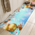 Blue Christmas runner rug with snowflakes and gingerbread man for holiday home decor - 40x60cm / Bright Blue Gingerbread