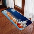Christmas Santa and reindeer flannel floor mat on wooden floor in warm living room - 40x60cm / Style 2