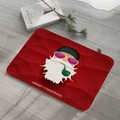 Red flannel Christmas mat featuring a trendy Santa Claus with sunglasses on wooden floor - 40x60cm / Red Sunglasses Santa
