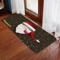 Absorbent flannel Christmas doormat with cool Santa and gold stars on brown background - 40x60cm / Coffee Sunglasses Santa