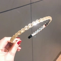 Elegante cerchietto a catena dorata per donna con trama intrecciata e punte antiscivolo - Cristallo Champagne