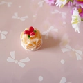 Macro detail of miniature strawberry cake charm with resin cream and red berries - Style E-Pink / 12*15mm
