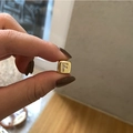 Gold plated cube charm with micro-paved zircon letter F for DIY jewelry making - Letter F / Gold