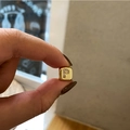 18K gold plated cube bead with micro-pave zircon letter P for DIY jewelry making - Letter P / Gold