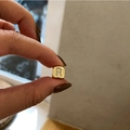 Square gold-plated die charm with micro-set zircon letter R for DIY necklaces - Letter R / Gold