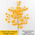 Artificial golden ginkgo branch with 49 leaves and 7 forks for interior home decor - 7-Pronged Yellow Ginkgo Branch (1pc)