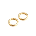 Polished golden stainless steel non-pierced hoop earrings with a minimalist hinged design - Gold (KE97317-WGHW)